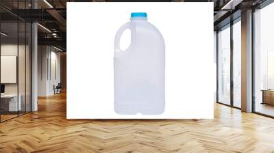 Empty white plastic milk gallon container with blue lid isolated on transparent background, png file Wall mural