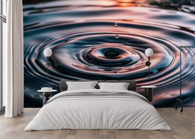 Ethereal Dark Liquid Ripples with Pink and Blue Hues for Background Design Wall mural