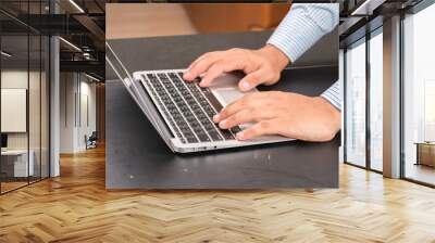 hands typing on notebook Wall mural