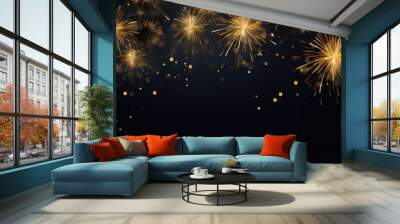 Banner with fireworks on light black background Wall mural