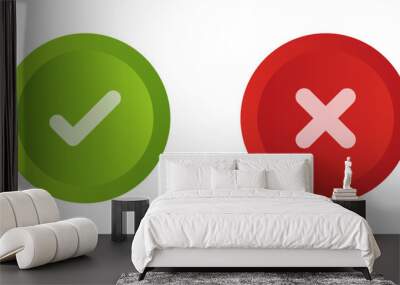 Green tick and red cancel button vector design Wall mural