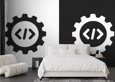 Programming language sign black and white icon vector design Wall mural