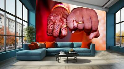 Couple_hands_with_engagement_rings Wall mural