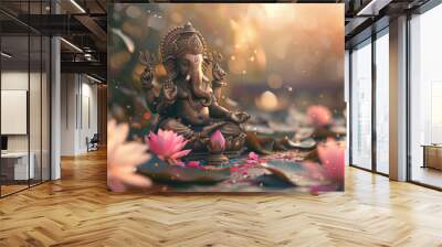 beautiful statue of god ganesha Wall mural