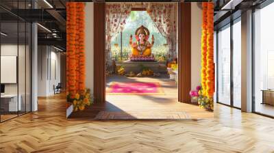 beautiful statue of lord ganesha Wall mural