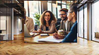 Businesspeople sharing idea in the meeting Wall mural