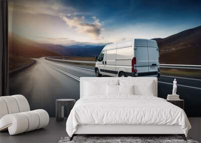 Delivery Van moving on highway Wall mural