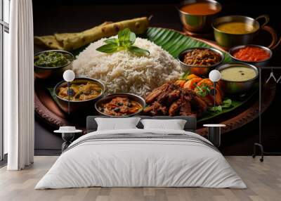 Fresh indian food thali. indian meal Wall mural