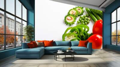 Raw mix vegetable on white background  Wall mural