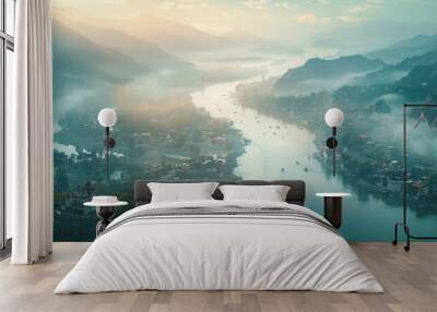 the beautiful view of ganga river Wall mural