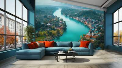 the beautiful view of ganga river Wall mural