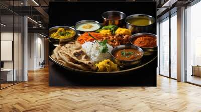 vegetarian Indian thali or Indian home food. Wall mural