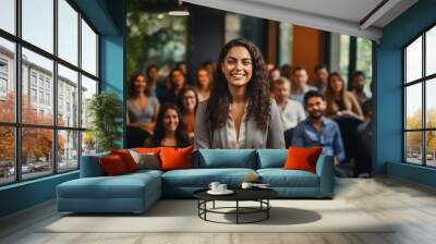 Young businesswoman or corporate employee smiling Wall mural