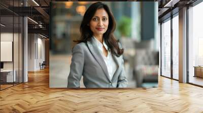 Young businesswoman standing confidently at office Wall mural