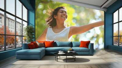 Young indian woman in white dress Wall mural