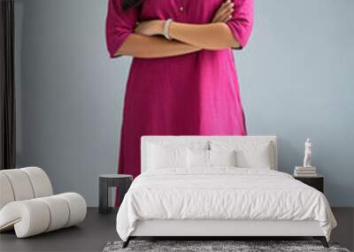 young indian woman wearing pink kurti Wall mural