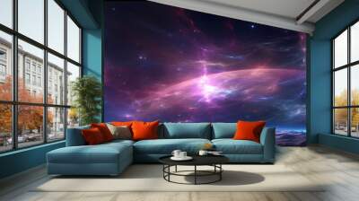 360 degree equirectangular projection space background with nebula and stars, environment map. HDRI spherical panorama Wall mural