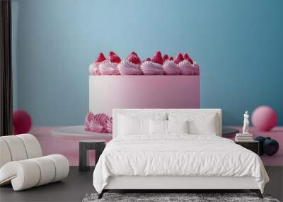 3D illustration of a paper template for decorating a plain cake. Wall mural