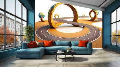 3D illustration of infinity road. realistic road shaped like the number eight. creative concept design. Wall mural