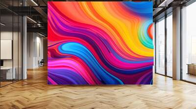 a psychedelic style with rainbow colors patterns, colorful liquid background Wall mural