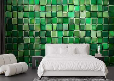 Abstract contemporary green pattern resembling tiles, tiles, pattern, geometric, contemporary, abstract Wall mural