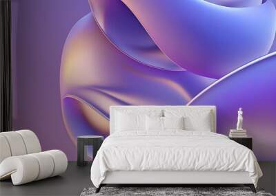 Abstract fluid 3d render holographic iridescent neon curved wave in motion dark background. Gradient design element for banners, backgrounds, wallpapers and covers. Wall mural