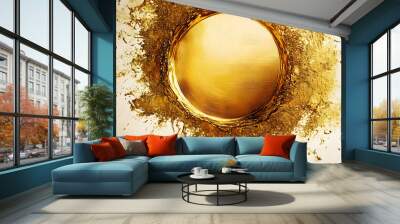 Abstract gold circle water color Wall mural