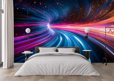 Abstract light streaks in motion for backgrounds in digital art and technology Wall mural