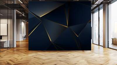 Abstract polygonal pattern luxury dark blue with gold Wall mural