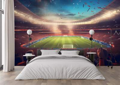 amazing atmosphere in soccer match stadium ai generated art Wall mural