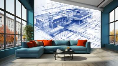 architecture house plan blueprint Wall mural