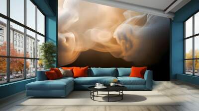 Beautiful abstract light background with puffs of ivory smoke with interesting dramatic backlighting. Wall mural