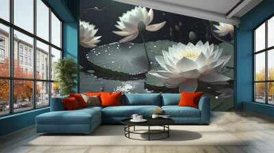 beautiful blooming pink lotus flower. Wall mural