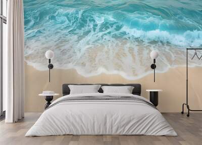 beautiful sandy beach and soft blue ocean wave Wall mural