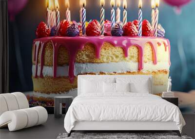 birthday cake, AI generated Wall mural