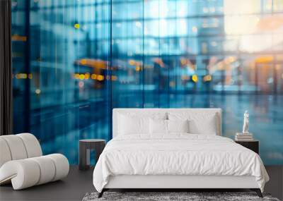 Blurred glass wall of modern business office building as background Wall mural