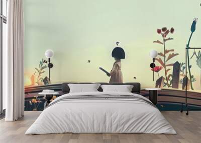 Book, dream, imagination, education and kid concept. conceptual artwork. surreal art. children illustration. Wall mural