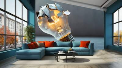 Broken light bulb, illustrating failure and new ideas. It is something that cannot be fixed. broken thoughts Wall mural