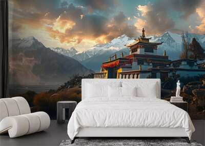 Buddhist monastery in Tibet Wall mural