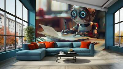 Chat GPT Artificial Intelligence copy writing bot by Open AI. Robot for student homework, education. Generative AI. Wall mural