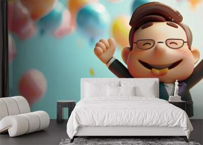 Cheerful Corporate Toon Celebrating Success. Concept Corporate Toon, Celebration, Success, Cheerful, Fun Wall mural