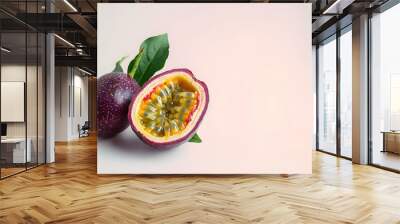 Concept of delicious and juicy exotic fruit - passion fruit Wall mural