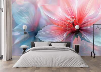 Create a blurred style design featuring a flower in soft pastel hues. Wall mural