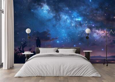 Create an image of a radiologic technologist stargazing with their Wall mural