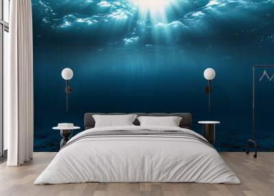 Dark blue ocean surface seen from underwater Wall mural