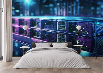 Data center and network devices in high performance operation. based. Wall mural