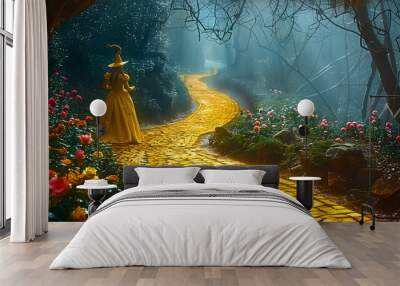 Enchanted Journey Down the Golden Path to Oz. Concept Fantasy Photoshoot, Golden Path, Enchanted Journey, Wizard of Oz, Whimsical Theme Wall mural