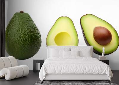 Fresh avocado isolated on white background Wall mural