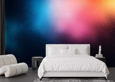 Grainy gradient background blue pink yellow abstract glowing color wave black dark backdrop noise texture banner poster header design Wall mural