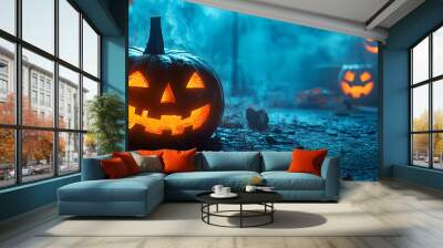 halloween illustration, AI generated Wall mural